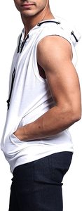 wholesale custom design <b>sleeveless</b> workout gym <b>hoodie</b> for <b>men</b> - Product Image 3