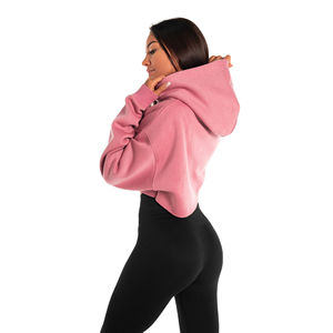 Sweat à capuche court tendance pour femme en coton, tissu tricoté doux, respirant, polaire, streetwear décontracté, hiver, automne, printemps, écologique - Product Image 3