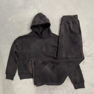 Streetwear personnalisé unisexe Sun Faded Flare pantalons de survêtement lavé à capuche blanc acide lavage sweats à capuche ensemble personnalisé Jogger ensembles pour hommes - Product Image 2