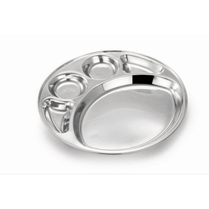 Plateau rond en acier inoxydable pour aliments, plat à thali, plateau de service pour un usage quotidien, fête, restaurant - Product Image 3