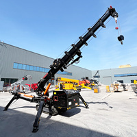 Grue araignée pliable télécommandée homologuée CE EPA, 10,8 m, petite grue araignée sur chenilles avec nacelle, flèche de levage et ventouse pour verre