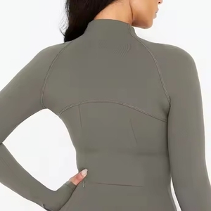 INDEX SPORTSWEAR Women High Neck <b>Long</b> <b>Sleeve</b> Zipper Front Full Length Activewear <b>Top</b> Solid Color Seamless Stretch Yoga <b>Top</b> - Product Image 5