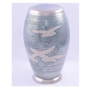 Urna de Metal para Cenizas, Recuerdo de Cremación, Urna Decorativa Conmemorativa Con Diseño de Aves Para el Recuerdo - Artesanía India - Product Image 1