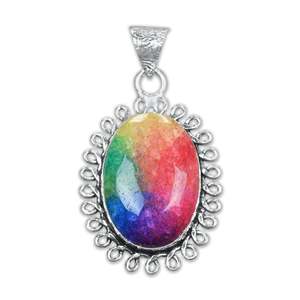 Rainbow Quartz Handcrafted Silver Plated Pendant Vibrant Handmade Rainbow Gemstone Jewelry <b>Statement</b> Charm Pendant <b>Necklaces</b> - Product Image 4