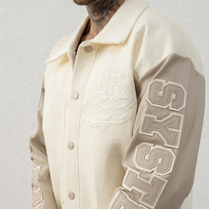 Wholesale Custom Stylish Chenille Embroidery Patched Genuine Leather Sleeves <b>Plain</b> Baseball Plus Size Men's <b>Varsity</b> <b>Jackets</b> - Product Image 3