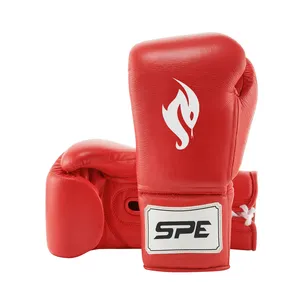 Guantes de boxeo de cuero profesional para hombres y mujeres, guantes de entrenamiento de Kick Boxing, bolsa pesada, color rojo, 2023