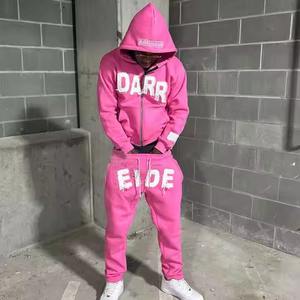 Custom Logo High Quality <b>Mens</b> <b>Flared</b> Sweatpants and Hoodie Set Tracksuits Jogger Set Cotton Sweatpants and Zip up Hoodie Set <b>Men</b> - Product Image 4