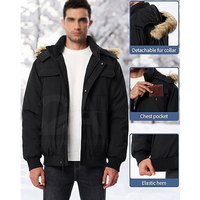 Veste d'hiver imperméable pour homme avec capuche en fausse fourrure, isolée, pour le travail en extérieur, avec logo sur le devant