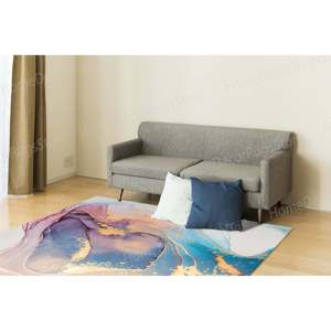 Tapis imprimé marbre aux tons doux : Luxe, Personnalisé, Chambre d'enfant, Salon, Tapis en chenille - Product Image 2
