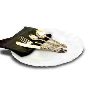 Cubiertos de acero inoxidable de estilo americano contemporáneo con asas retorcidas Juego de cubiertos único de 4 piezas - Product Image 5