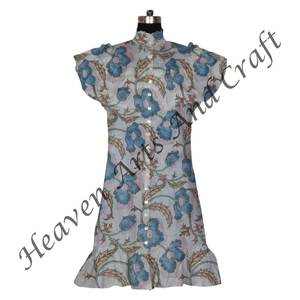 Robe tunique en coton imprimé de blocs de conception bohème de haute qualité fabriquée en Inde - Product Image 5