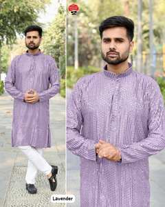 2025 Nueva colección del proveedor indio Kurta Payjama tradicional para hombre para ropa de fiesta de boda Diseño de bordado Kurta Payjama para hombre - Product Image 5