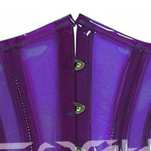 Purple See-Through Corset with Steel Boned <b>Short</b> Torso Waist Training Cincher; Rivet Decoration PVC Body <b>Shaper</b> Clear Nude - Product Image 3