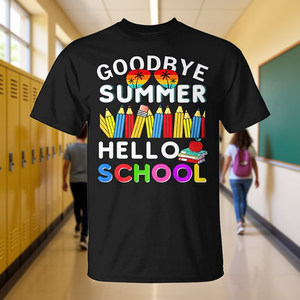 Adieu l'été, bonjour l'école – T-shirt premium pour le premier jour d'école avec un design amusant pour les enseignants, les élèves et le personnel - Product Image 3
