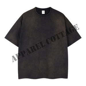 100% algodón lavado lazo teñido cuello redondo manga corta multicolor oversize drop hombro hombres camisetas prendas de vestir exteriores camisa de calle alta - Product Image 5