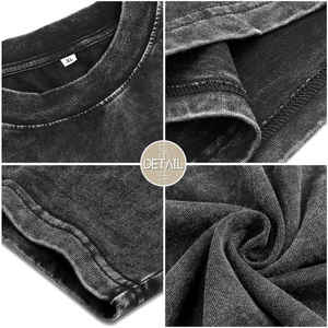 Camiseta de manga corta con parche bordado desgastado para hombre, ropa de calle, diseño de serigrafía de algodón 2026, novedad de 100% - Product Image 4