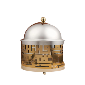 Réchauffeur de nourriture décoratif en métal finition dorée - Product Image 1