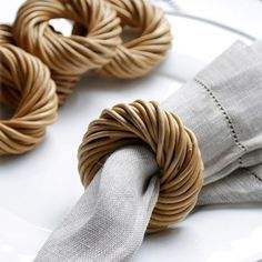 Accesorios de mesa de forma redonda hechos de ratán, servilleteros, artículos para el hogar y la cocina, anillos de sujeción de tejido, precio asequible - Product Image 2