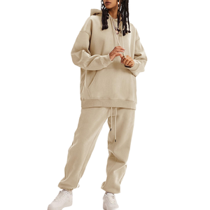 Custom Designer Women's Winter High Quality Cotton Fleece Hoodie Sweatpants Set Oversized Drop Shoulder <b>Tracksuit</b> Quick Dry - Product Image 5