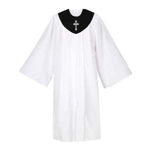Vestido de clero de iglesia de manga larga para Ministros elegante cuello romano Cruz pecho bordado sacerdote - Product Image 6