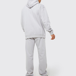 Raw Edge Acid Wash Distressed Cropped Hoodie Sweat Suit para hombres French Terry Sudaderas con capucha bordadas - Product Image 3