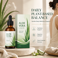 Gouttes d'aloe vera naturelles végétaliennes non-OGM 50 ml avec extrait de menthe poivrée pour le soutien immunitaire et gastro-intestinal quotidien des adultes, marque privée