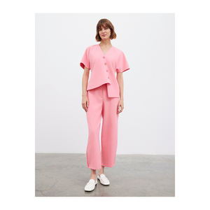 เสื้อกั๊กแขนสั้นทรงปีกค้างคาวสำหรับผู้หญิง พร้อมชุดแฟชั่นตัดเย็บแบบอสมมาตร - Product Image 2