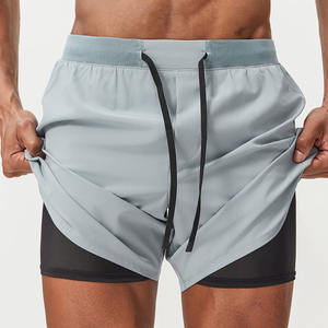 Shorts de musculation pour hommes personnalisés en polyester et coton, poche, couleur unie, shorts amples pour hommes - Product Image 3