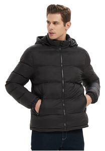 Wholesale Men's Hooded Front Customizable Coated Breathable <b>Waterproof</b> Windproof Puffer Jackets Full Sleeve Casual Winter - Product Image 5