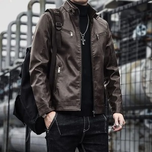 Automne et hiver nouvelle veste en cuir pour hommes mode beau revers moto veste en cuir Rock Punk hauts - Product Image 3