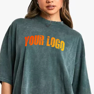 Verano mujer alta calidad moda ácido lavado Camiseta cuello redondo Mujer suave transpirable piel amigable camisetas de gran tamaño para niñas - Product Image 5
