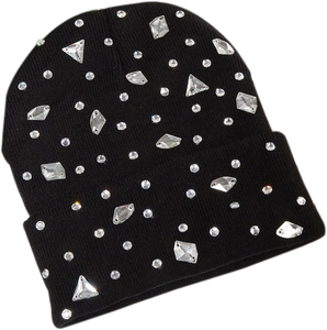 Nouveau Premium Taille Personnalisée Nouveau Style Marque Privée Acrylique Réglable Tricoté Strass Hommes Bonnet pour Ski Voyage En Plein Air - Product Image 1