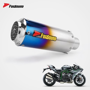 <span class=keywords><strong>Precio</strong></span> de Fábrica Forsound: Accesorios Modificados para Kawasaki <span class=keywords><strong>Ninja</strong></span> 400, Silenciador de Escape Corto Estilo Trick Star en Azul Quemado - Product Image 1