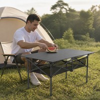 Table pliante de camping de 95 cm, en acier au carbone robuste, résistante à la rouille, portable et légère, pour la plage