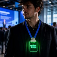 Étiquettes nominatives LED en acrylique personnalisables haut de gamme avec découpe laser et impression numérique pour badges et étiquettes professionnels en acrylique transparent