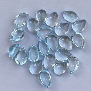 หินอัญมณีกึ่งมีค่าขนาด6มม. 8มม. 10มม. พลอยโทแพซลูกแพร์เรียบสีฟ้าท้องฟ้าธรรมชาติหินคุณภาพระดับ AAA - Product Image 1