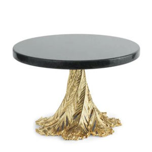 Grand présentoir à gâteaux décoratif de style unique pour mariage moderne avec base en métal doré - Product Image 1