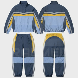 ชุดวอร์มกันลมแบบลำลองผ้าโพลีเอสเตอร์/ไนลอน สกรีนโลโก้ได้ ทรงโอเวอร์ไซส์ กันน้ำ ชุด 2 ชิ้น เสื้อแจ็คเก็ตมีซิปและกางเกงขายาว แบบยูนิเซ็กส์ - Product Image 4