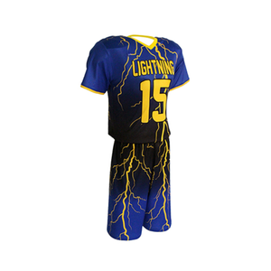 ชุดยูนิฟอร์มลาครอสสำหรับผู้ชาย CREST WEARS สีเหลืองดำ พิมพ์ลายแบบ Sublimation เต็มตัว ปรับแต่งได้ ผลิตจากโพลีเอสเตอร์ 100% ระบายอากาศได้ดี แห้งเร็ว - Product Image 2