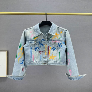 2025 personnalisé femmes Denim Jean veste femmes vêtements décontractés automne veste Denim bouton up manteau surdimensionné Denim veste pour dames - Product Image 1