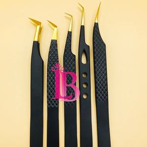 New Arrivals Gold Tip Tweezers Mink Eyelash Extension Tweezers Stainless STEEL <b>Flat</b> Lash Card <b>Box</b> <b>Packing</b> Custom Style Tweezers - Product Image 4