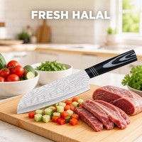 Halal Midden-Oosten Familie Santoku Koksmes Huiskamerkeuken Dagelijks Koken Vlees Groente Voorbereiding Scherp Keukenhulpstuk Gebruik