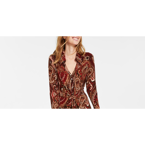 Abito chemisier in jersey opaco Paisley da donna Tommy Hilfiger, nero, taglia 12, lavabile, con vita naturale - Product Image 3