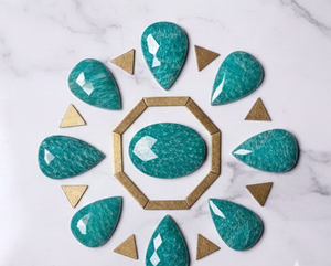 Lot de pierres cabochon facettées en amazonite verte naturelle, coupe rose, pour la fabrication de bijoux, magnifique cristal d'amazonite pour la création de bijoux - Product Image 2