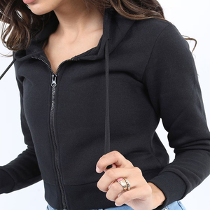 OEM haute qualité logo personnalisé pull court à capuche respirant séchage rapide coton à manches longues fitness grande taille strass - Product Image 4