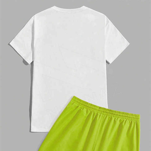 Ensembles courts deux pièces en maille personnalisés de conception de vente chaude ensembles de shorts et de t-shirts pour hommes vêtements pour hommes ensemble de shorts d'été - Product Image 2