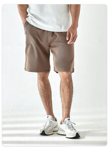 Shorts gaufrés unis pour hommes en mélange coton-polyester tricoté épais, confortables, respirants, séchage rapide, décontractés, pour la gym - Collection 2025 - Vente Flash - Product Image 2