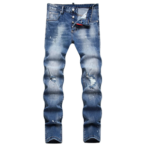 OEM Custom Men's Stonewashed 100% Cotton Baggy Denim Pants Embroidered Hip Hop Streetwear Wide Leg Jeans - Product Image 1