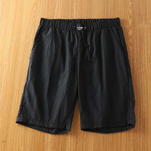 Pantalones cortos ajustados informales de verano de tela suave de poliéster de punto con cintura elástica transpirable para hombre OEM - Product Image 3