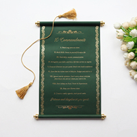 Venta caliente Green Scroll Invitación DE BODA Diseño personalizado con borla y caja de papel para bodas y eventos especiales
